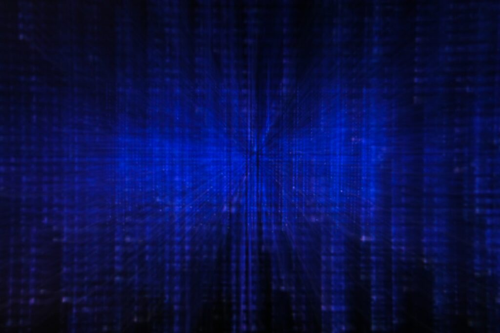 Visualizing data - blue matrix with data, electronic, digital, abstract, dark blue, data science